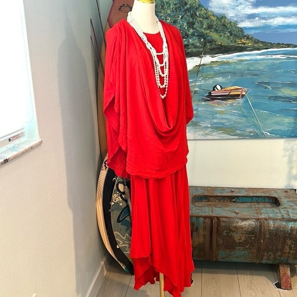 Afghan Blue Sky,Stunning Red,Convertible EUC,Heavier(No Bundles)POCKETS, Size M - Picture 11 of 16